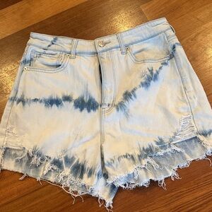 American Eagle Outfitters Light Blue Tie-Dye Jean Shorts